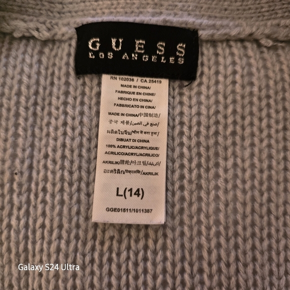 Girl's GUESS Los Angles Cardigan/Sweater Size Large - Picture 2 of 4
